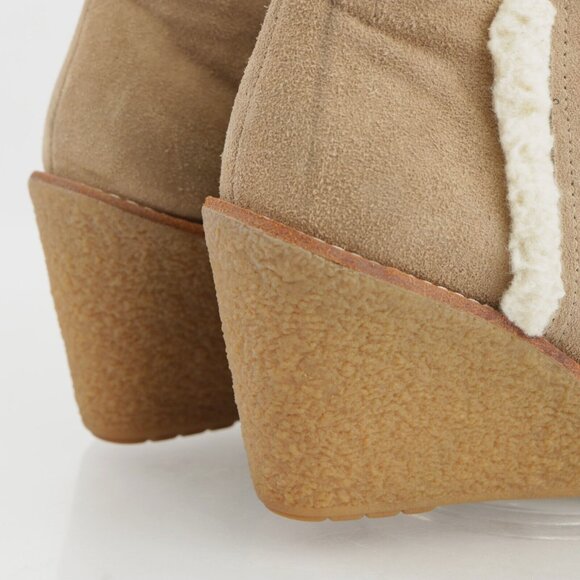 Cole Haan Womens Michelle Boot Size 7.5 Waterproof Tan Suede Sherpa Wedge Bootie - Picture 3 of 13